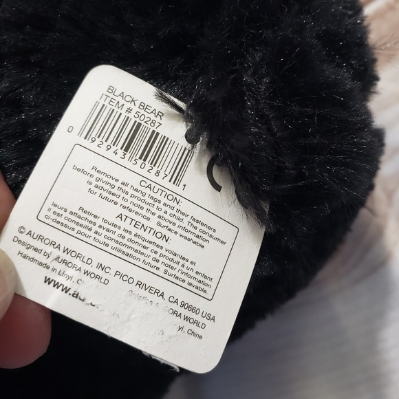 Aurora Black Bear 11" Plush Stuffed Animal Sitting #50287 Soft With Tag 2019 - Picture 6 of 9